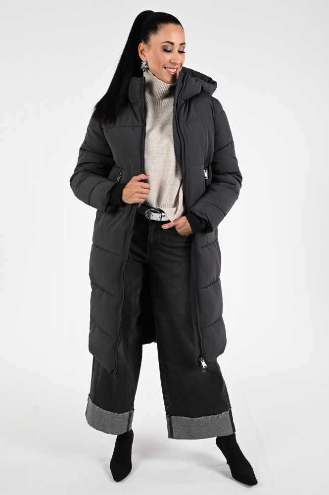 WithBlack Glorian puffer Lange jas Grijs
