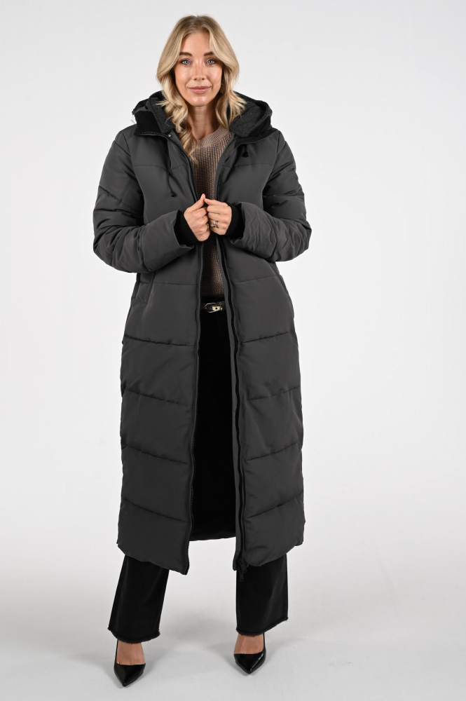WithBlack Sophie puffer Lange jas Grijs