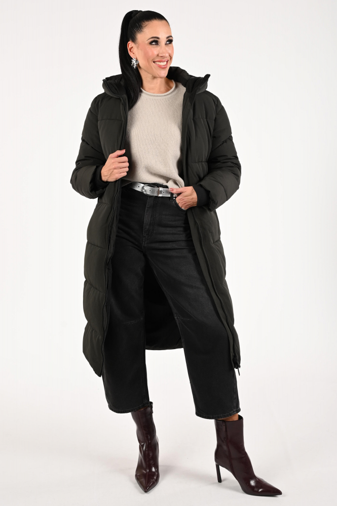 WithBlack Glorian puffer Lange jas Groen