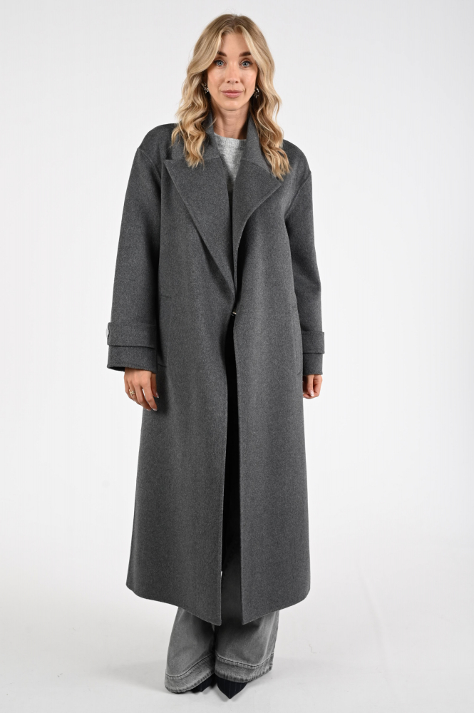 WithBlack Cerena maxi wool Wollen jas Grijs