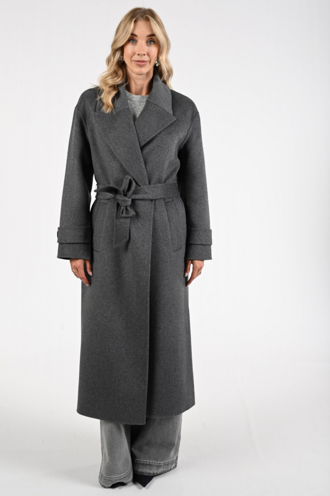 WithBlack Cerena maxi wool Wollen jas Grijs
