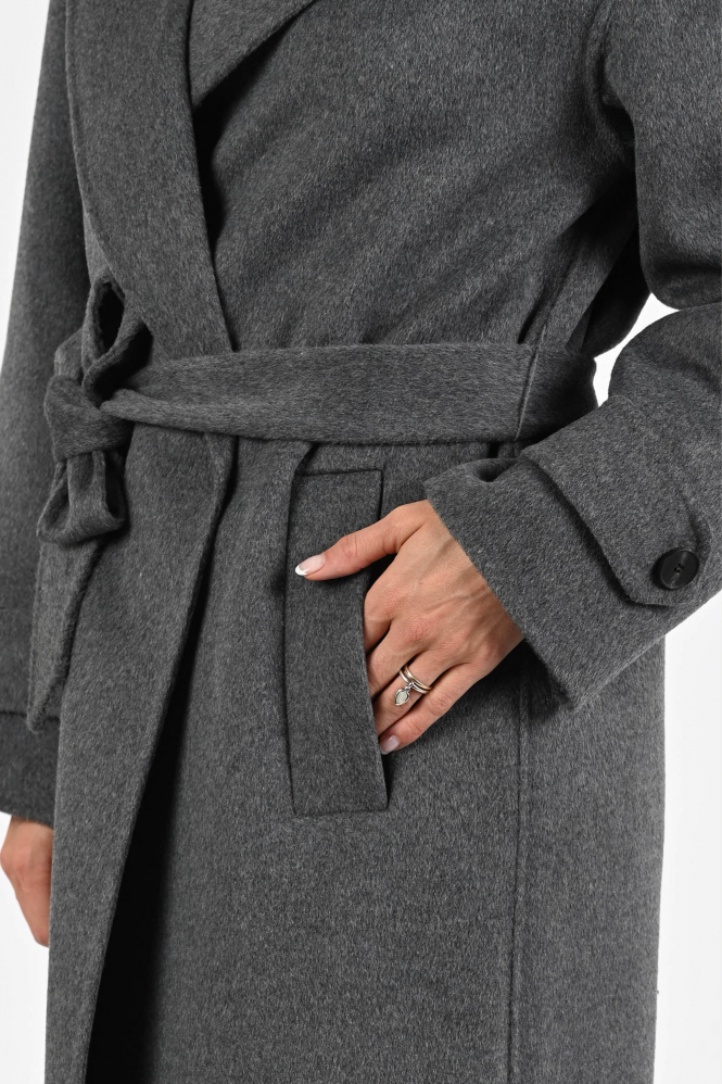 WithBlack Cerena maxi wool Wollen jas Grijs