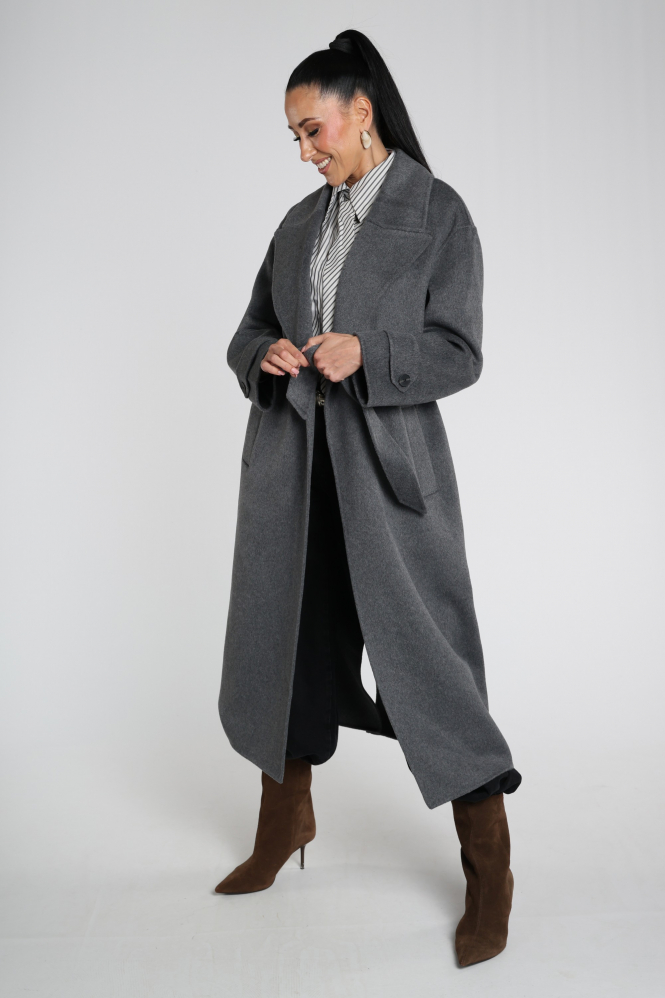 WithBlack 00001384 Wollen jas Grijs