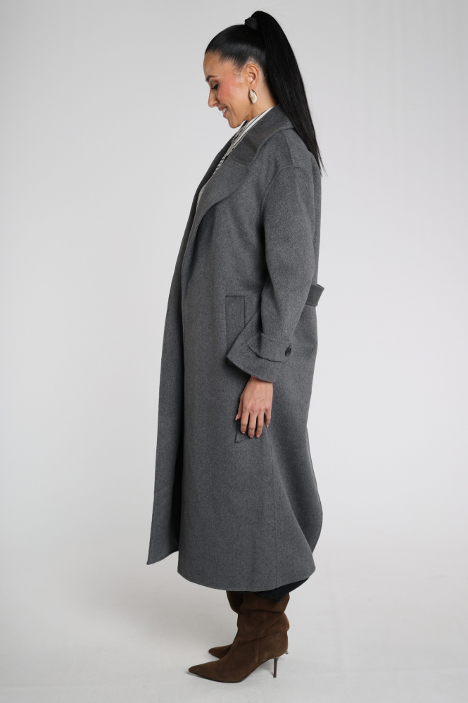WithBlack 00001384 Wollen jas Grijs