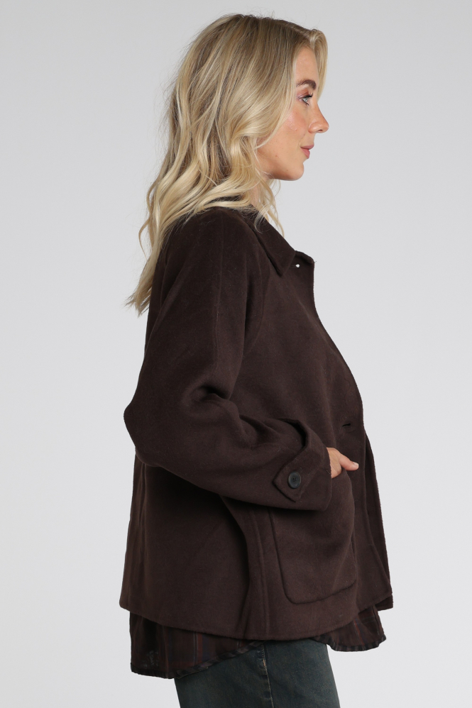 WithBlack 00001385 Wollen jas Bruin