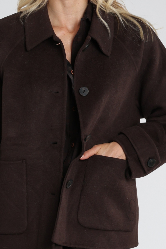 WithBlack 00001385 Wollen jas Bruin