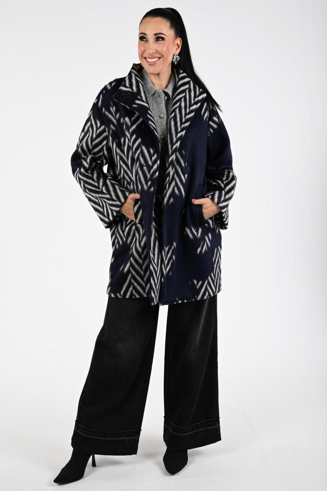Caroline Biss 4451 Wollen jas Blauw