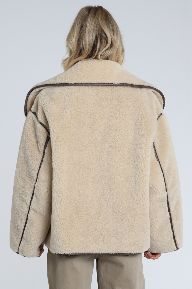 WithBlack 00001410 Imitatiebont jas Beige