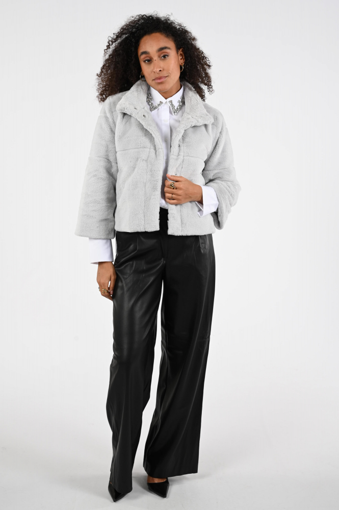 Monari 808266 Imitatie bontjas kort Grijs