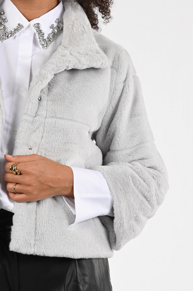 Monari 808266 Imitatie bontjas kort Grijs