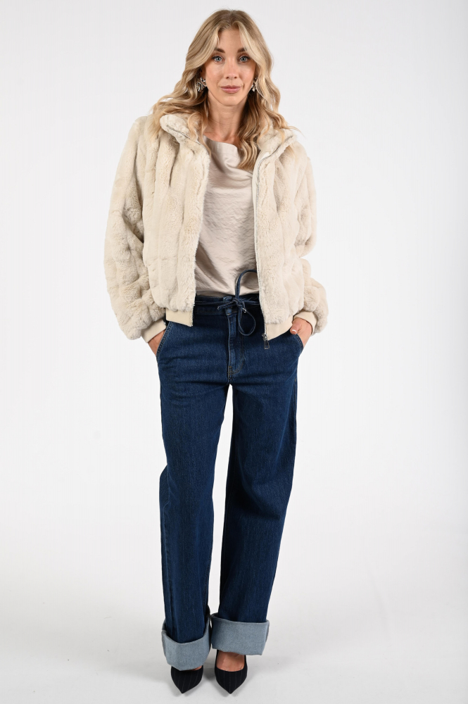 Geisha 58562-19 Imitatie bontjas kort Beige
