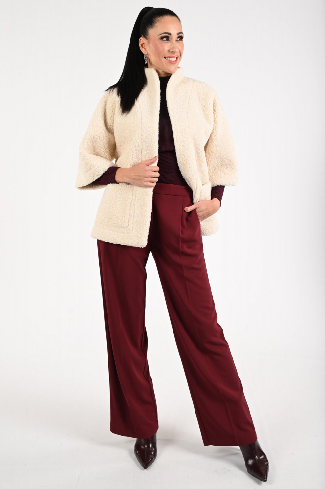 Caroline Biss 4449 Imitatie bontjas kort Beige