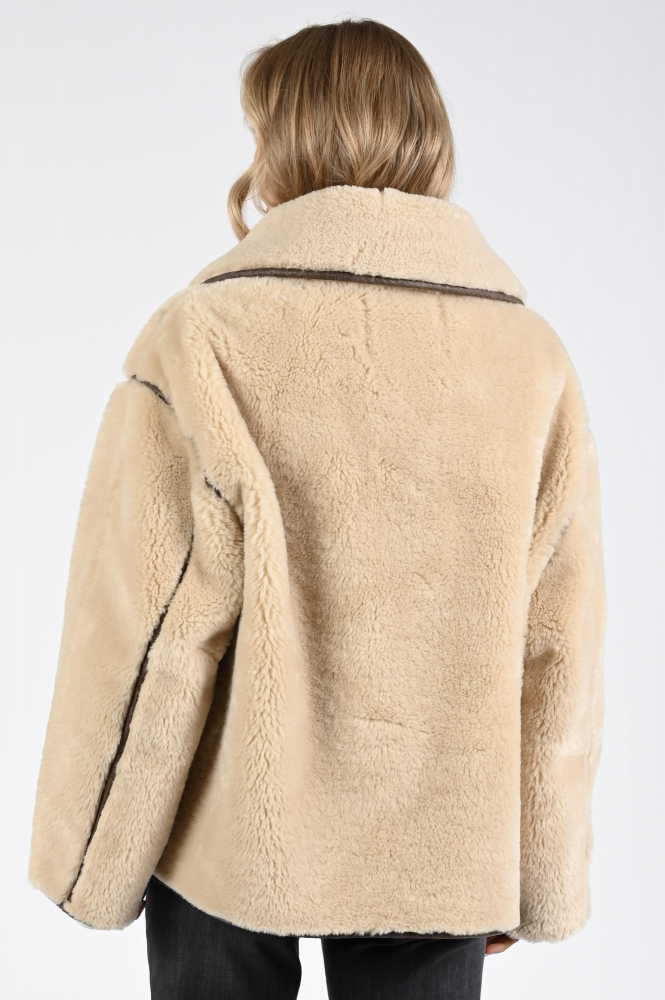WithBlack Dajana pile jack Imitatie bontjas kort Beige
