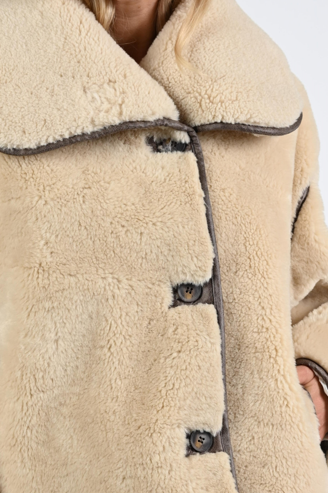 WithBlack Dajana pile jack Imitatie bontjas kort Beige
