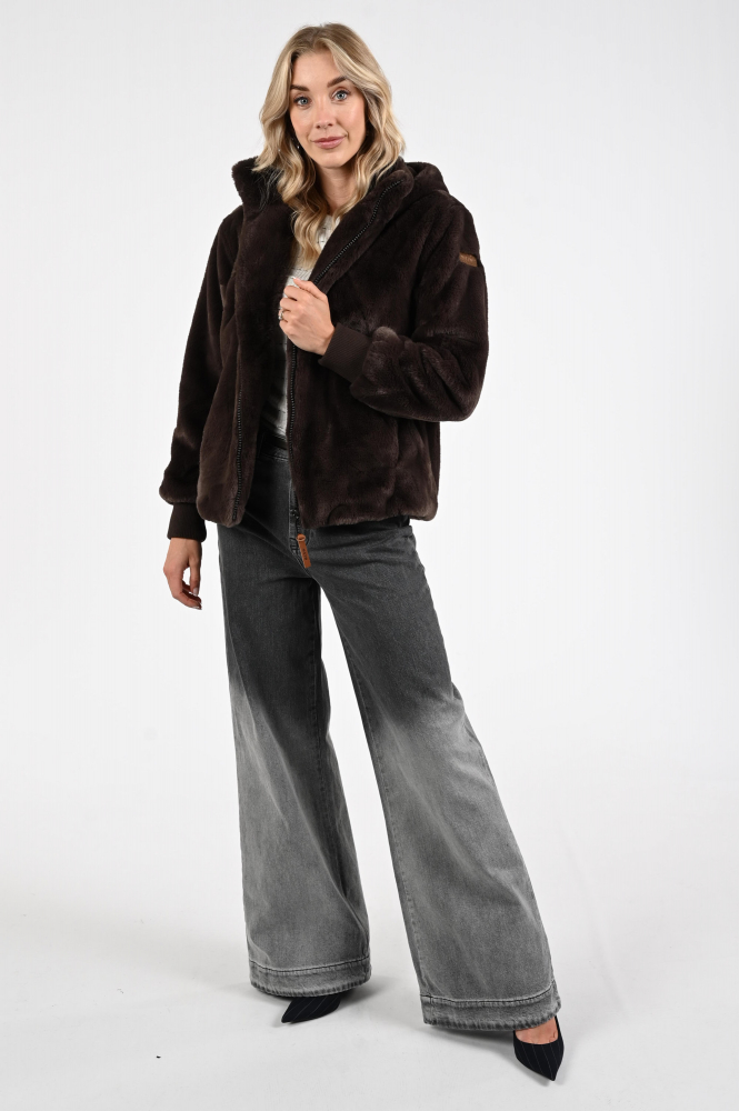 Moscow Evelyn-3 08-08 Imitatie bontjas kort Bruin