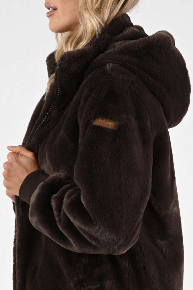 Moscow Evelyn-3 08-08 Imitatie bontjas kort Bruin