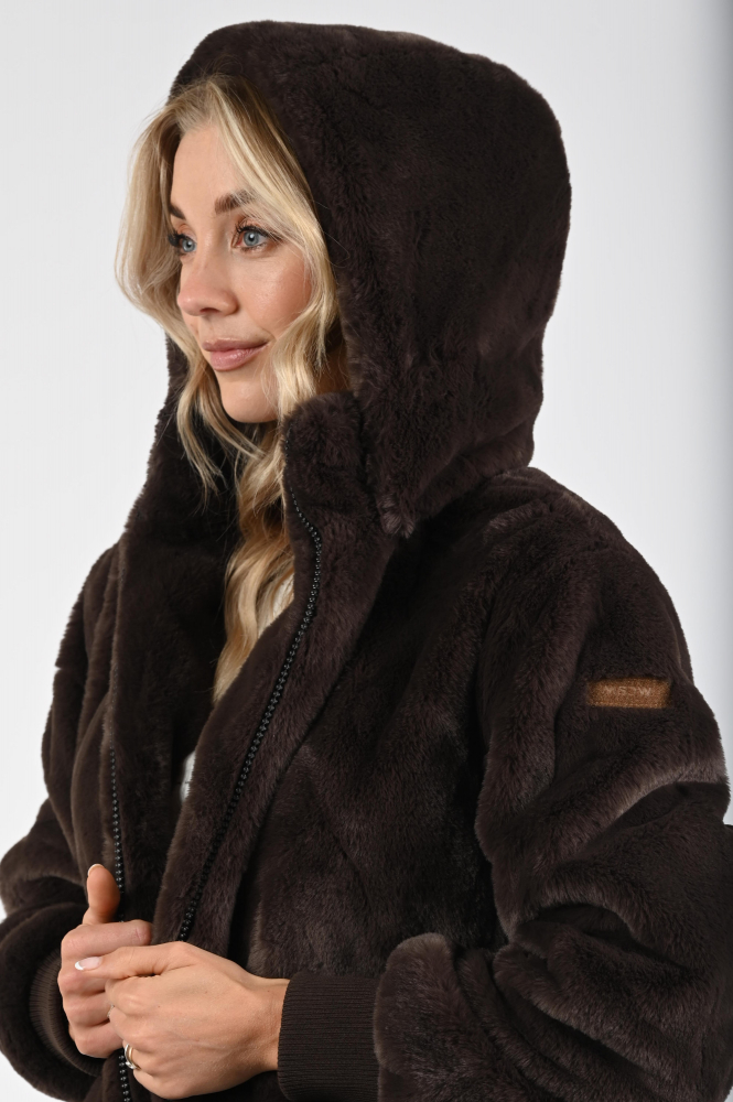 Moscow Evelyn-3 08-08 Imitatie bontjas kort Bruin
