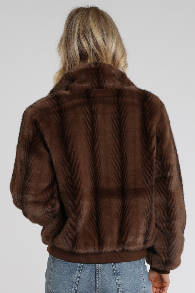 Geisha 69524-19 Imitatie bontjas kort Bruin
