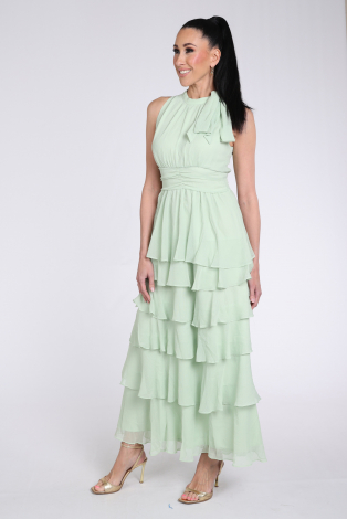 Neo Noir Marli solid chiffon dress Groen