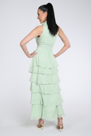 Neo Noir Marli solid chiffon dress Groen