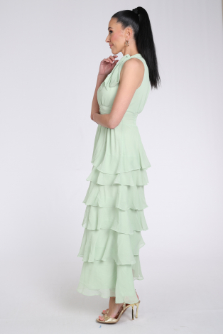 Neo Noir Marli solid chiffon dress Groen