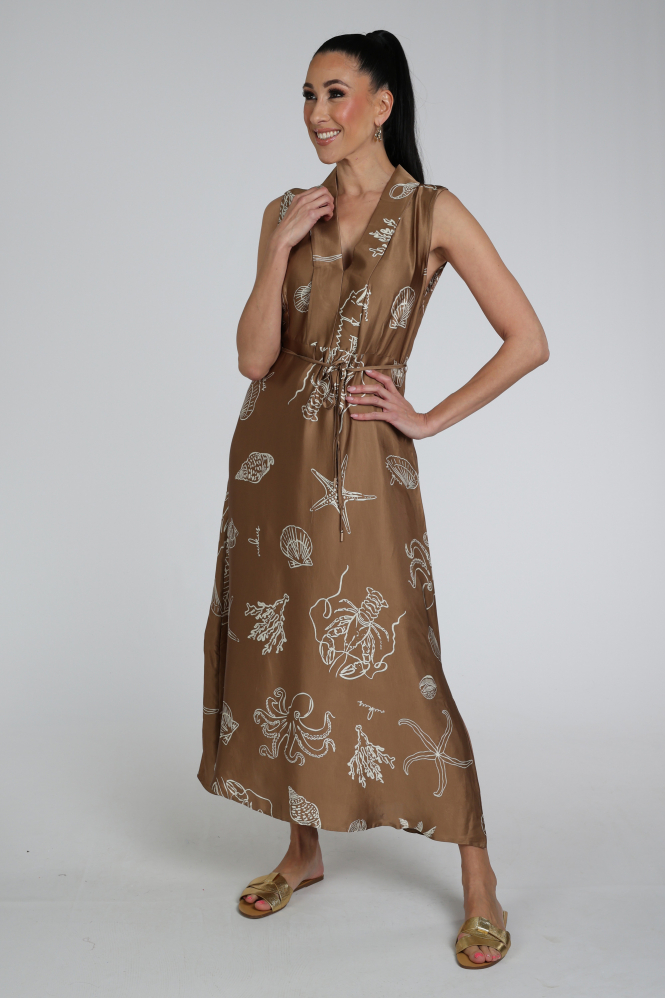 Nukus NKS14033 Jurk mouwloos Bruin