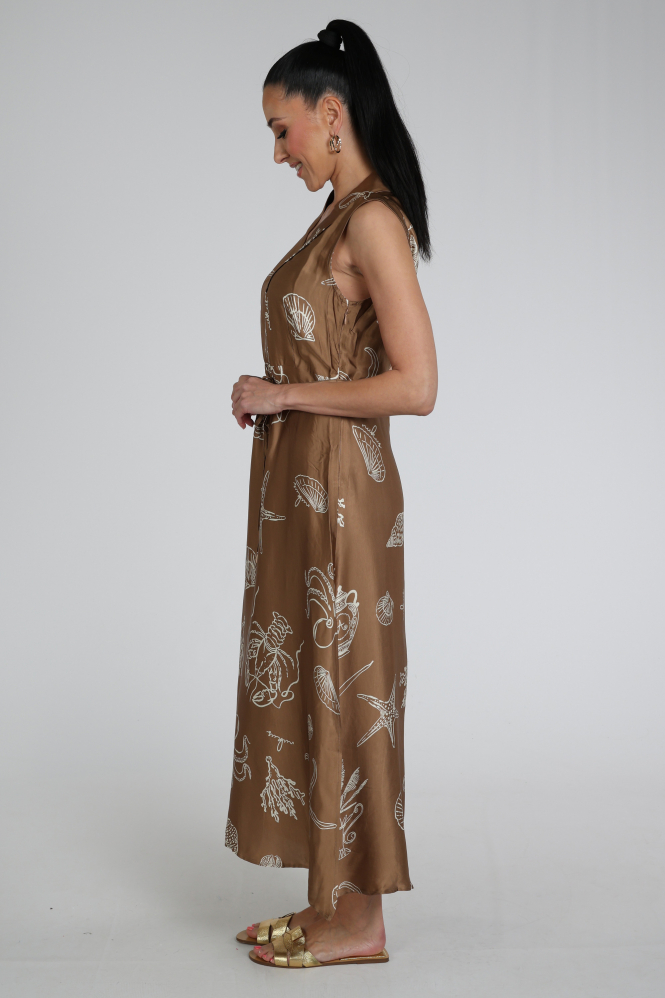 Nukus NKS14033 Jurk mouwloos Bruin