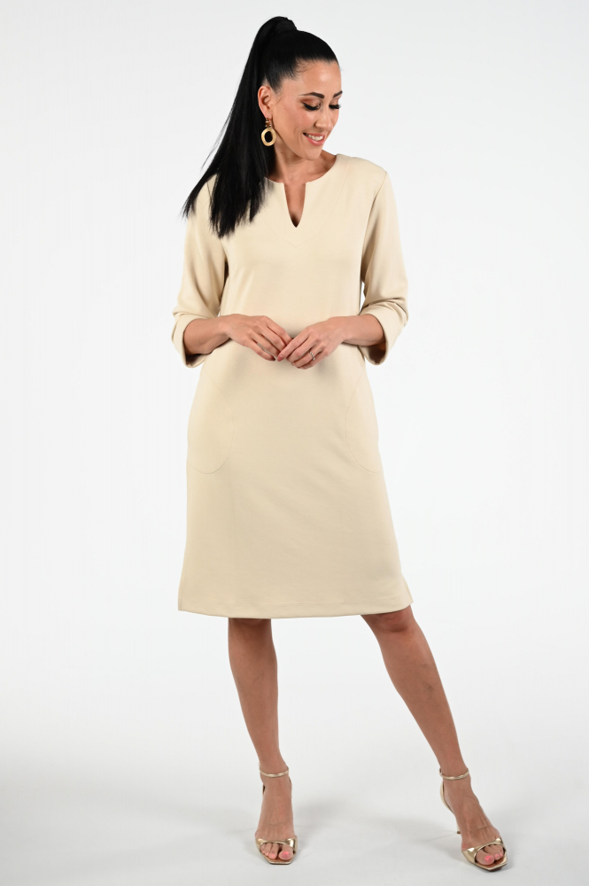 KYRA Hedwig-s25 Jurk driekwart mouw Beige