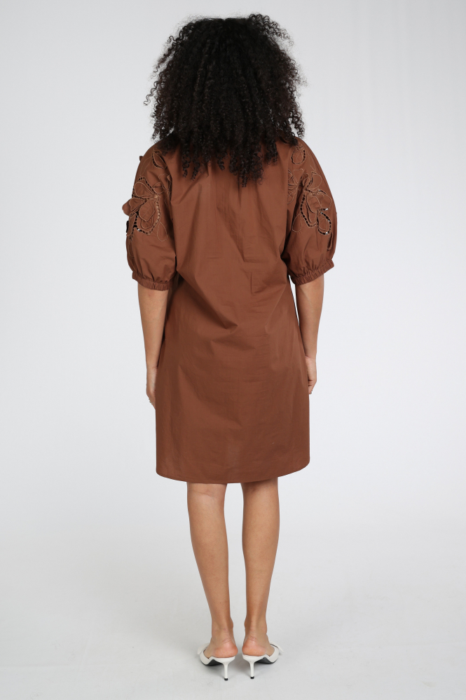 Luisa Cerano 738667-4202 Jurk driekwart mouw Bruin