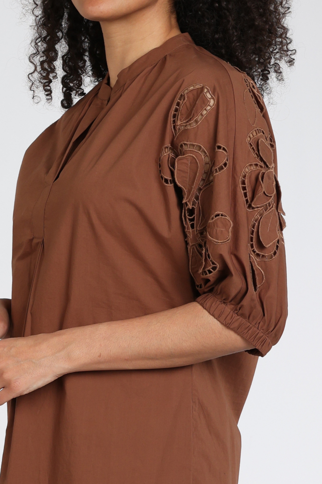 Luisa Cerano 738667-4202 Jurk driekwart mouw Bruin