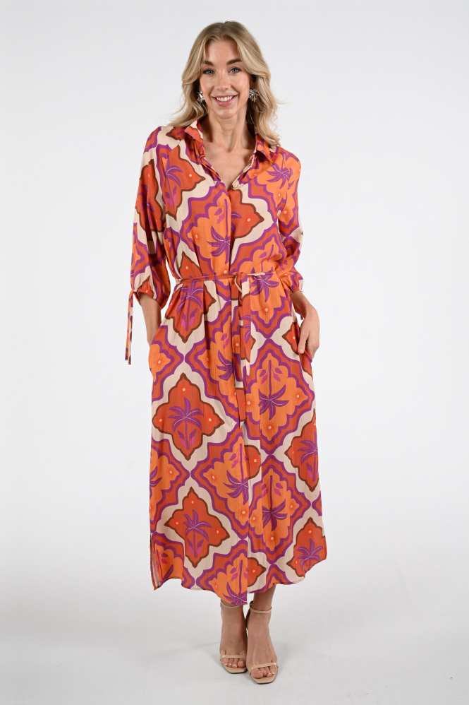 Geisha 67104-20 Jurk driekwart mouw Bruin