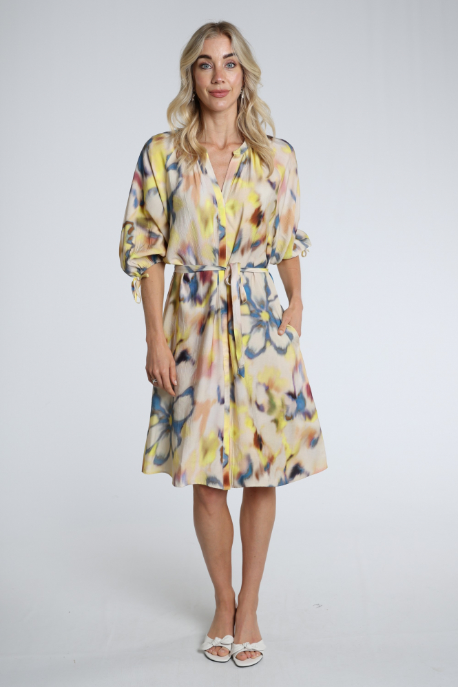 Geisha 67106-20 Jurk driekwart mouw Geel