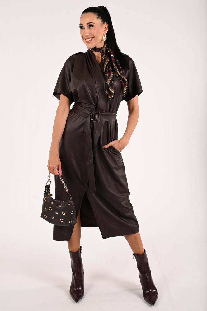 Caroline Biss 4164 Jurk korte mouw Bruin