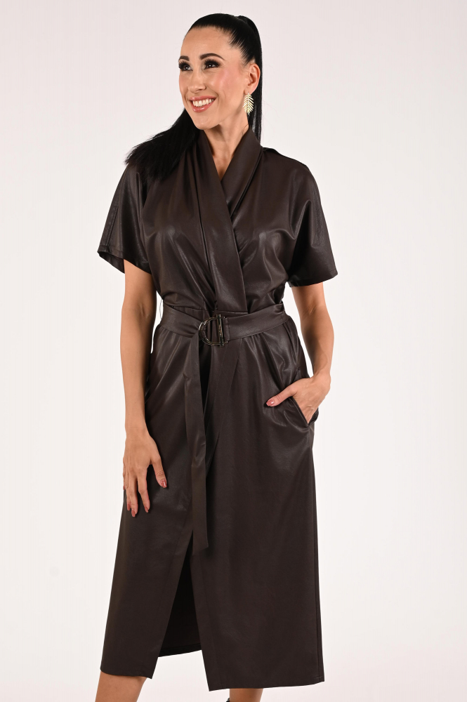 Caroline Biss 4164 Jurk korte mouw Bruin