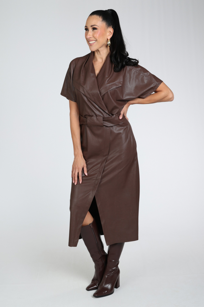 Caroline Biss 4105 Jurk korte mouw Bruin