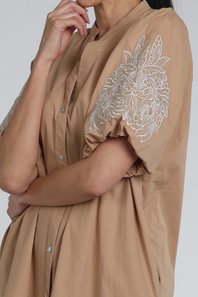 Nukus NKS14039 Jurk korte mouw Beige