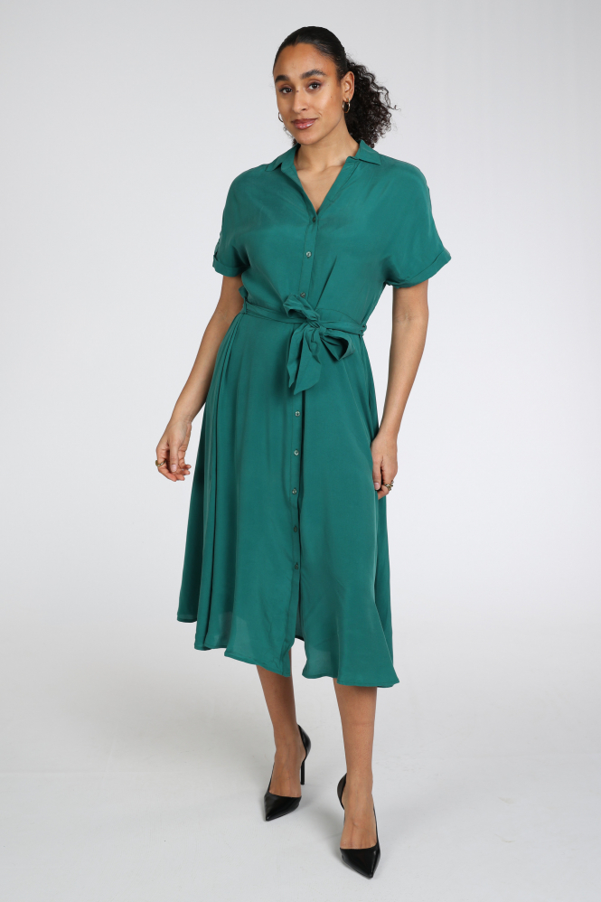 Pom Amsterdam SP9243 Jurk korte mouw Groen