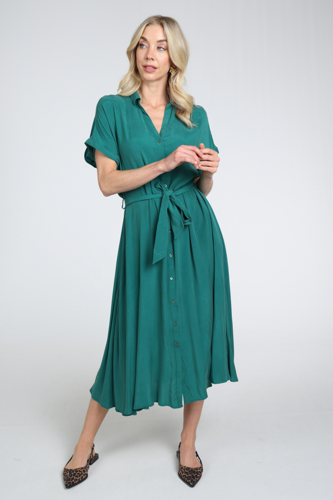 Pom Amsterdam SP7337 Jurk korte mouw Groen