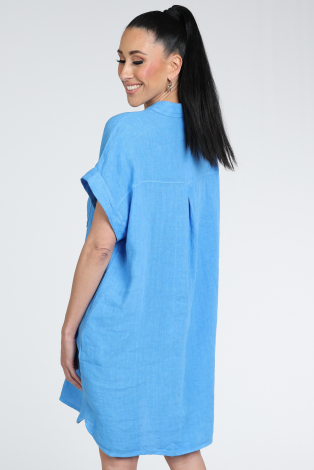 By-Bar Hella linen dress Blauw