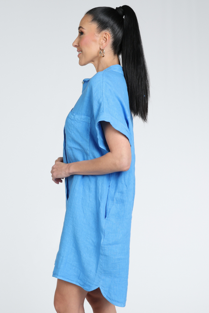 By-Bar Hella linen dress Jurk korte mouw Blauw