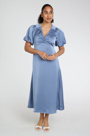 Neo Noir Illana Heavy Sateen dress Blauw