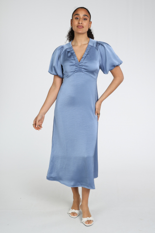 Neo Noir Illana Heavy Sateen dress Blauw