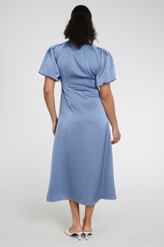 Neo Noir Illana Heavy Sateen dress Jurk korte mouw Blauw