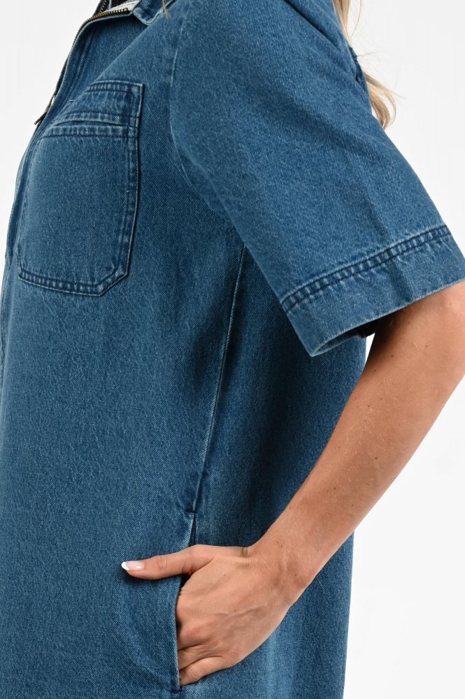 By-Bar Philipe denim Jurk korte mouw Blauw