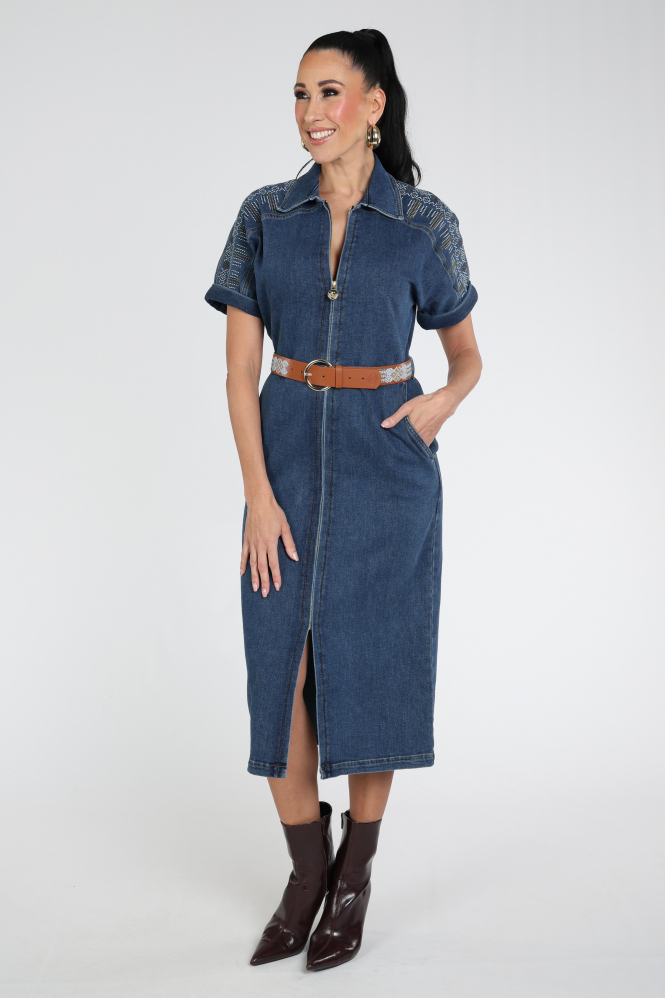 Caroline Biss 1196 Jurk korte mouw Blauw