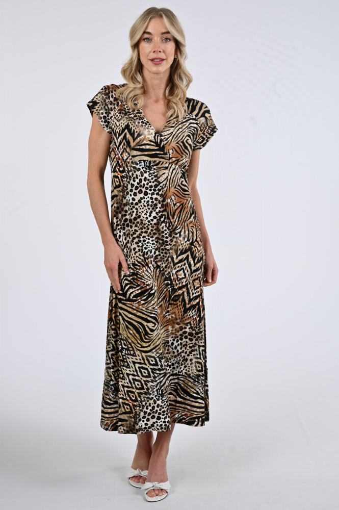 Geisha 57364-60 Jurk korte mouw Bruin