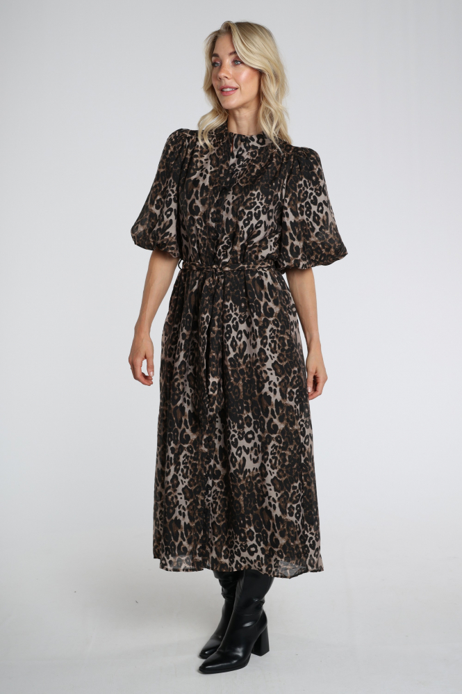 WithBlack 00001799 Jurk korte mouw Bruin