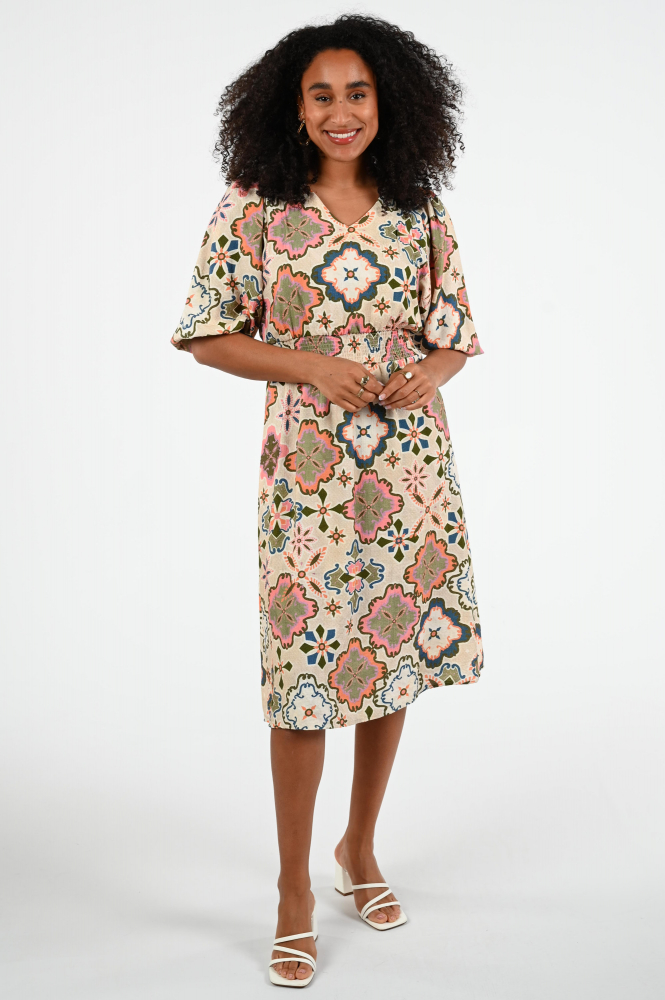 Geisha 57099-20 Jurk korte mouw Beige