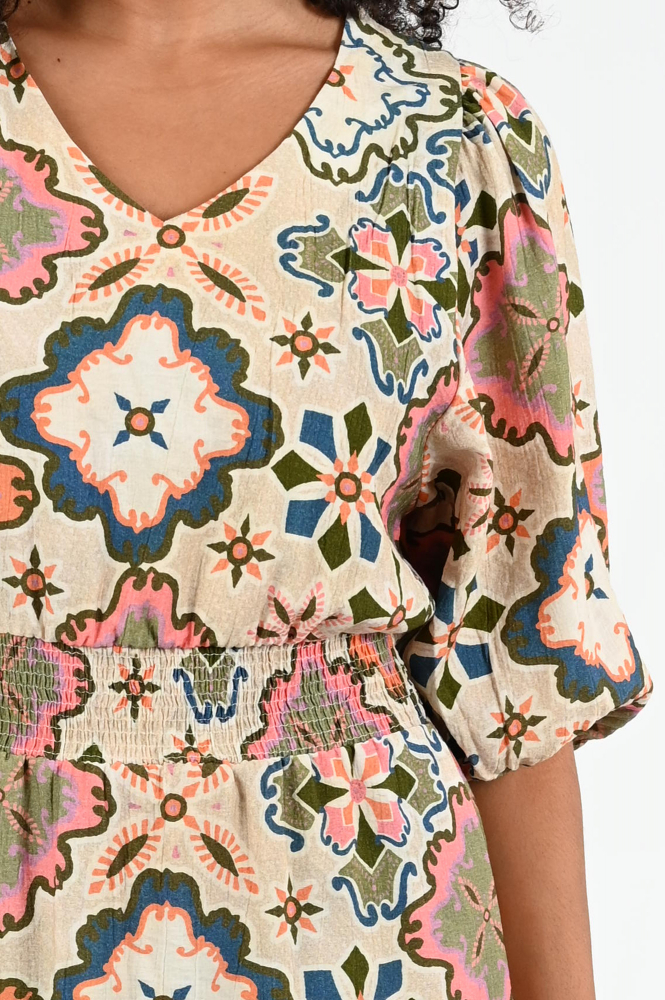 Geisha 57099-20 Jurk korte mouw Beige