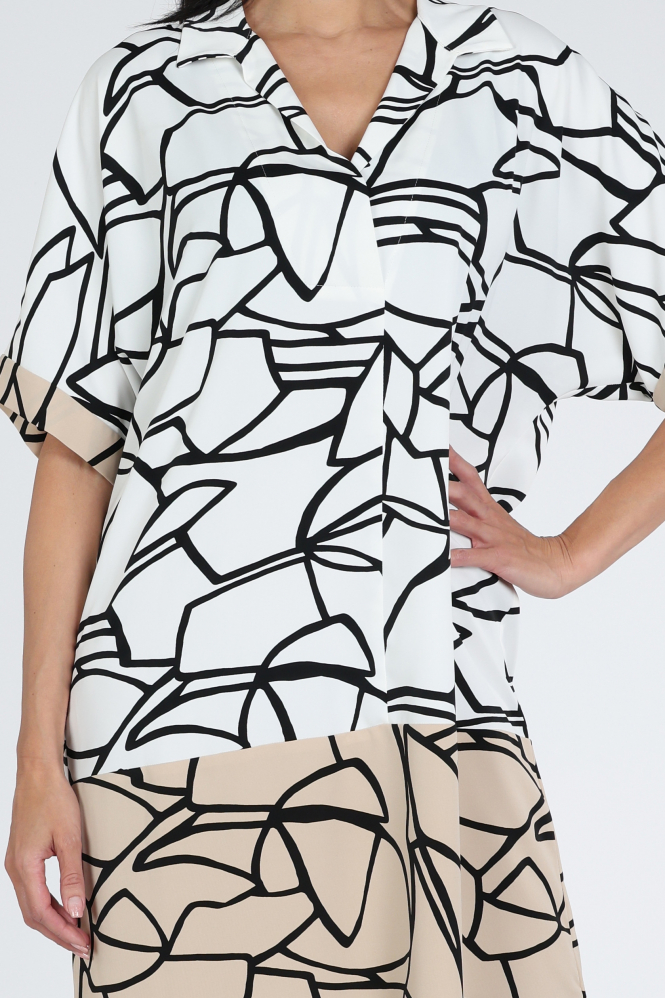 Joseph Ribkoff 261087 Jurk korte mouw Beige